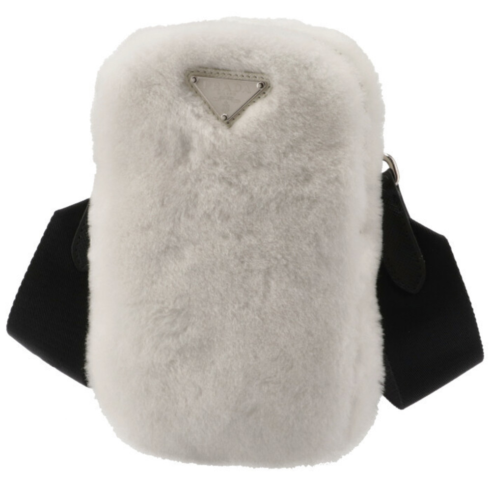 Prada Shearling Triangle Mini Crossbody White - image 2